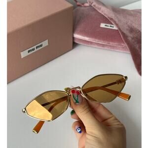 Miu Miu Gold and Orange Sunglasses